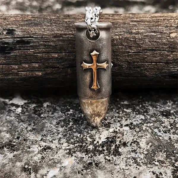 Skull and Crossbones Bullet Pendant Necklace - image 3