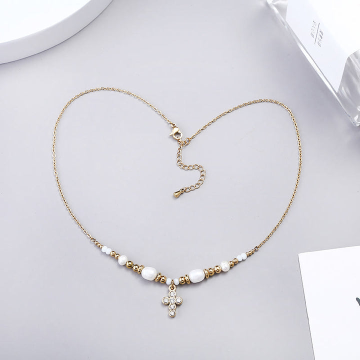 Freshwater Pearl Cross Necklace - image 4