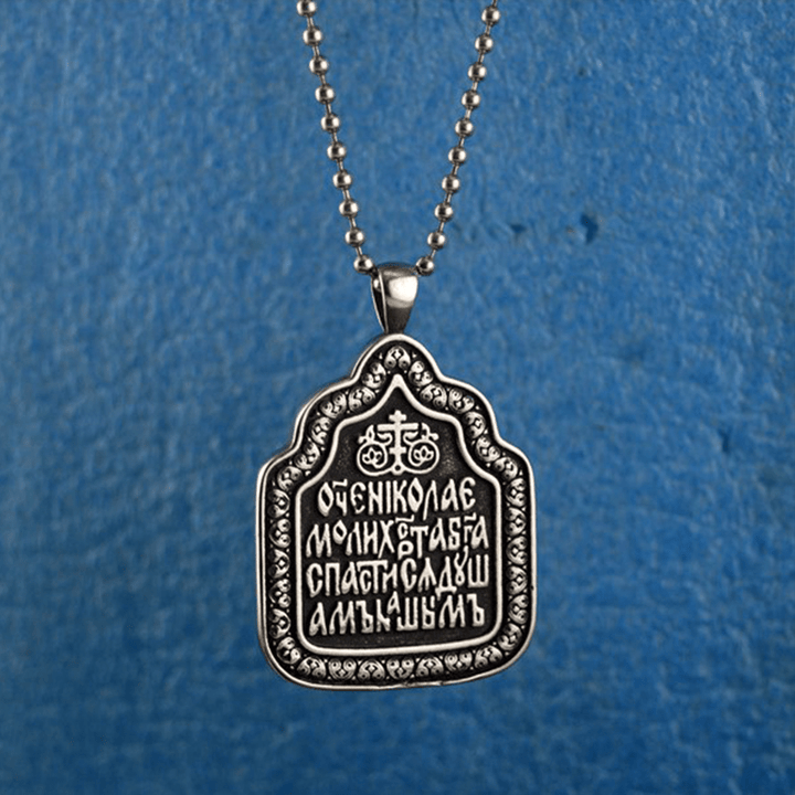 Christ Father Blessing Charm Titanium Necklace - image 2
