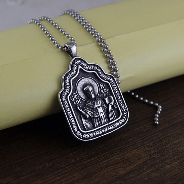 Christ Father Blessing Charm Titanium Necklace - image 3