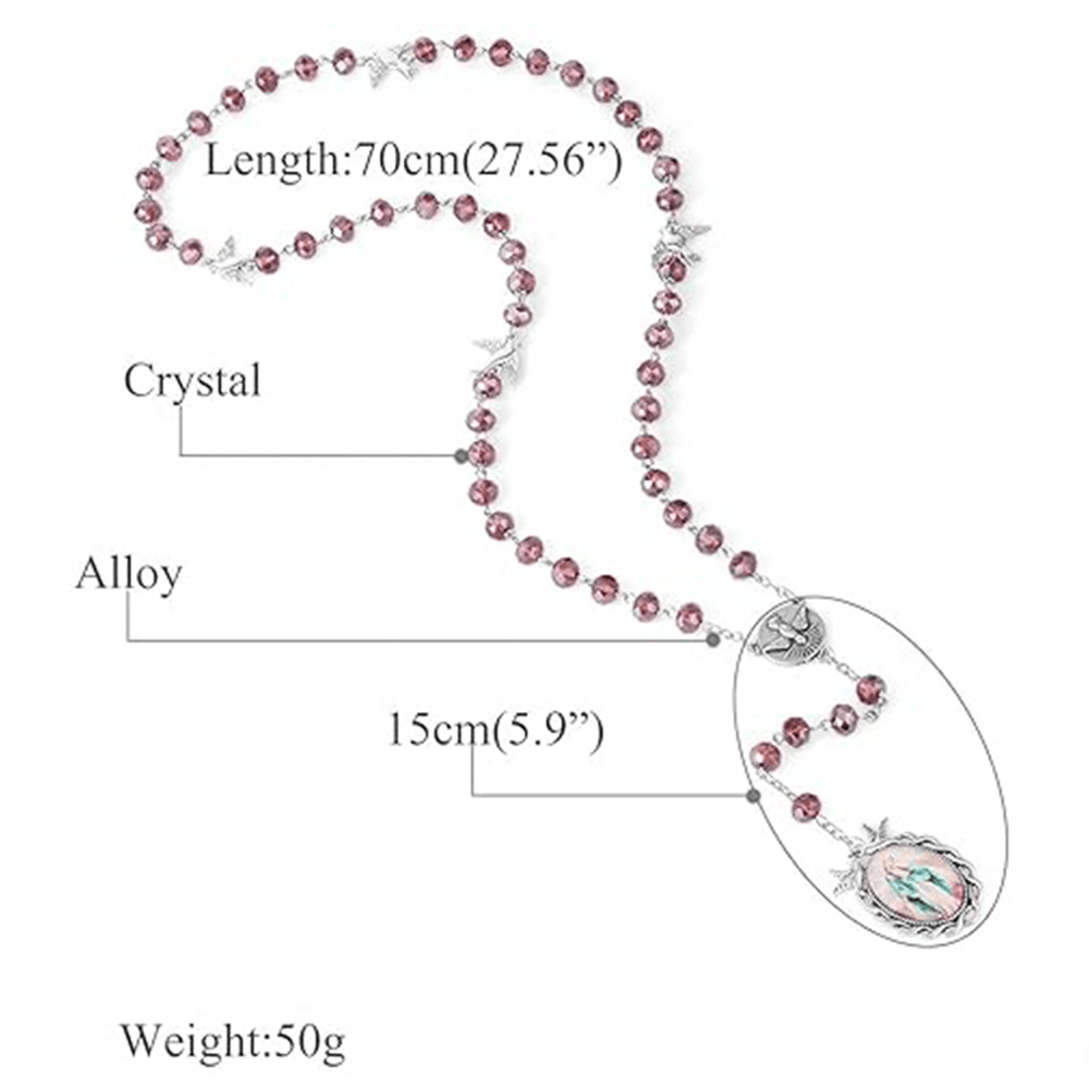 Holy Spirit & Our Lady of Grace of 6*8 mm Polyhedron Purple Crystal Alloy Chain Rosary - image 11