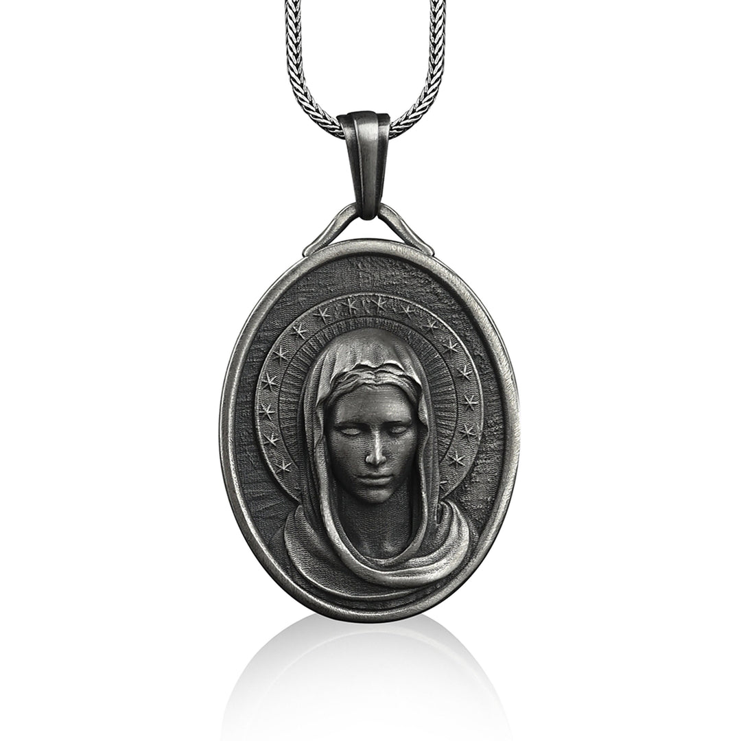 Assumption of the Virgin Mary Stainless Steel Necklace - Silver - image 1