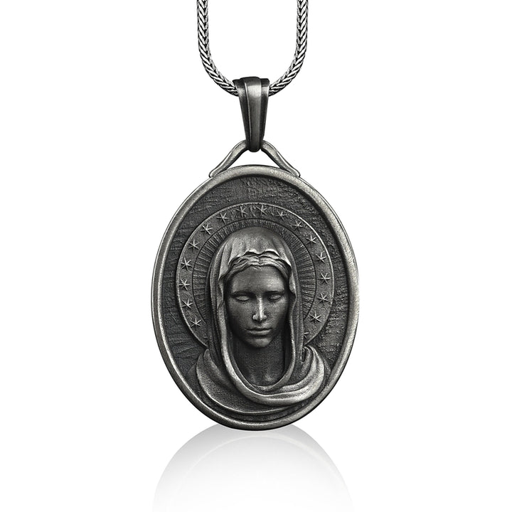 Assumption of the Virgin Mary Stainless Steel Necklace - Silver - image 1