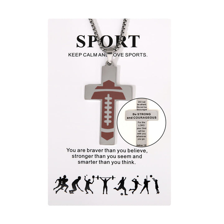 Sport Style Football Pray for Blessings Cross Necklace - image 6