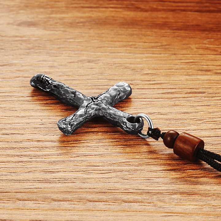 Minimalist Style Heavy Metal Cracked Cross Necklace - image 7