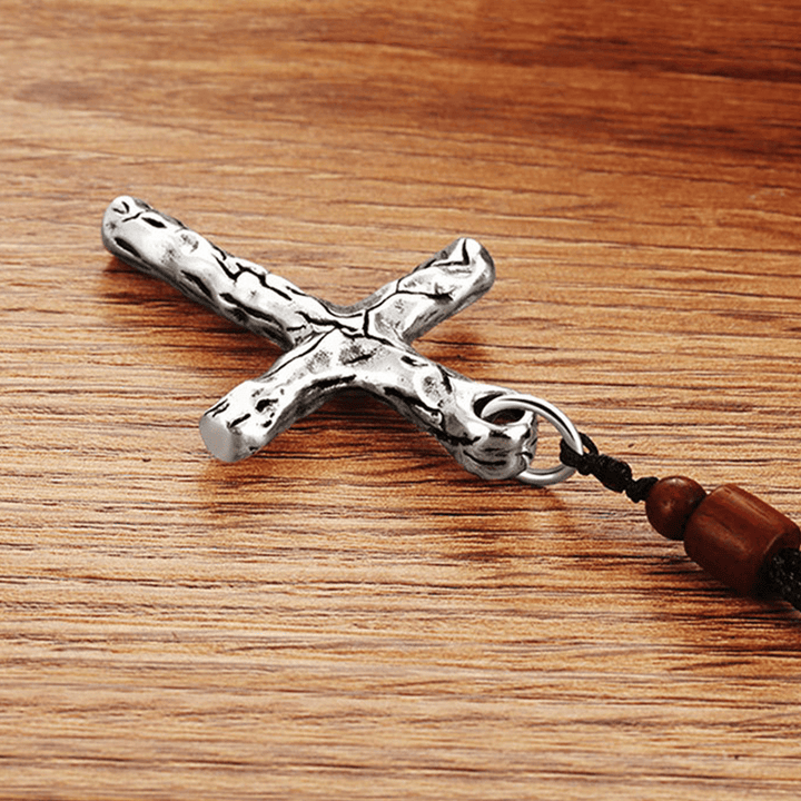 Minimalist Style Heavy Metal Cracked Cross Necklace - image 8
