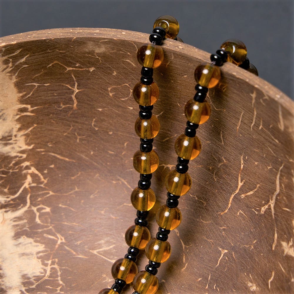 Christian Art the Holy Family Dark Brown Beads Necklace - image 4