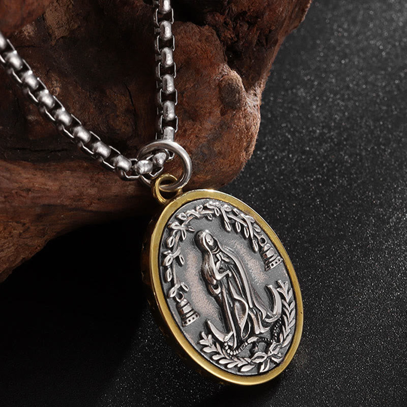 Christian Art Retro Style Our Lady of Guadalupe Madal Alloy Necklace - image 4