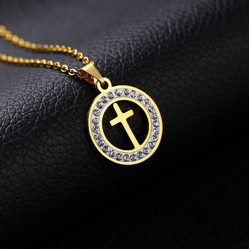 2 Minimalist Style Cross Golden Pendant Stainless Steel Necklace - Cross-1 - image 1