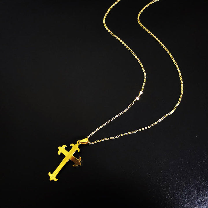 2 Minimalist Style Cross Golden Pendant Stainless Steel Necklace - image 4