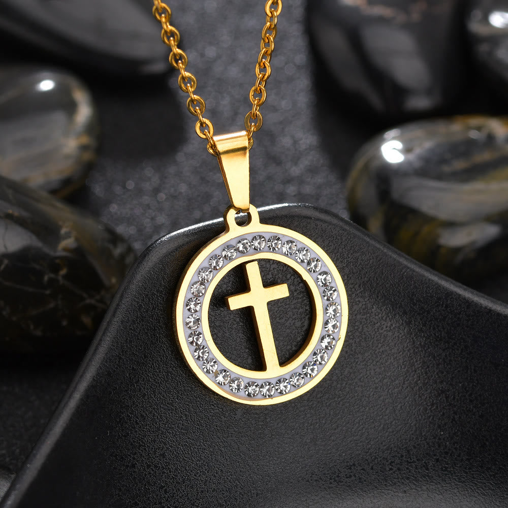 2 Minimalist Style Cross Golden Pendant Stainless Steel Necklace - image 3