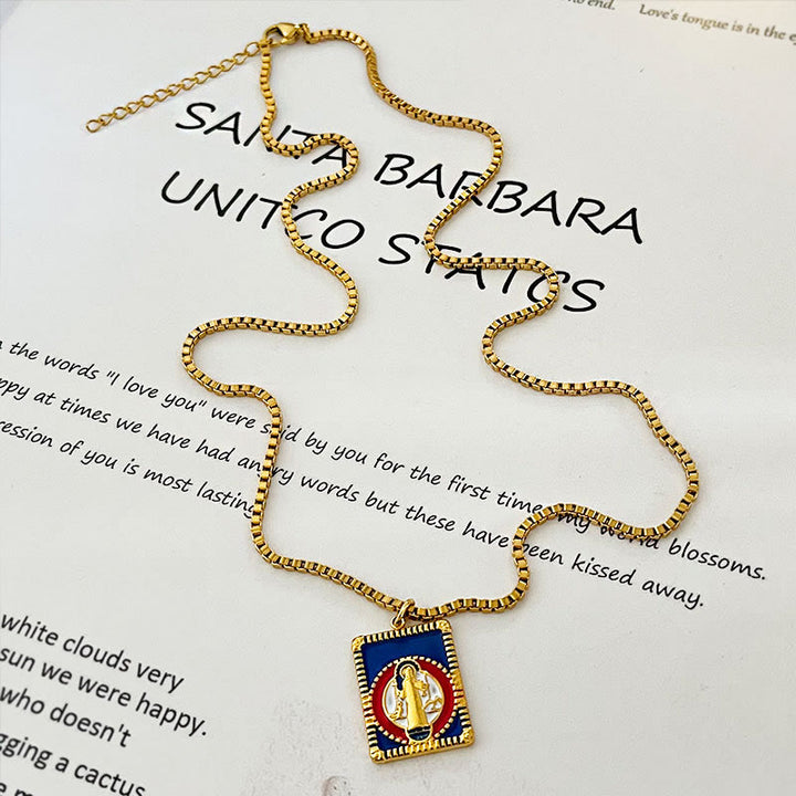 Modern Style Colorful St. Benedict Square Medal Pendant Necklace - image 4