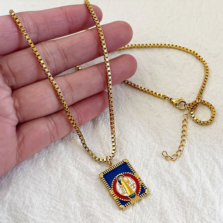 Modern Style Colorful St. Benedict Square Medal Pendant Necklace - image 3