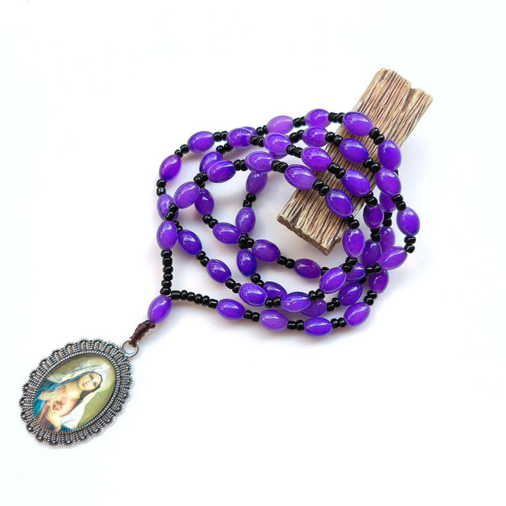 Classic Style 9 Icons of Saints(Jesus & Virgin Mary) Pendant Necklace - Purple-Immaculate Heart of Mary - image 6