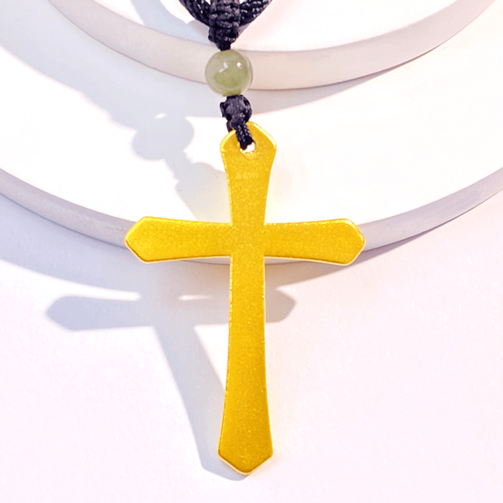 Christian Art 999 Solid Gold Minimalist Style Cross Frosted Pendant Necklace - image 5