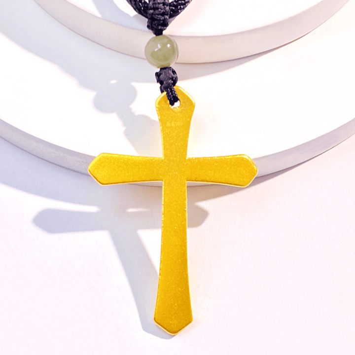 Christian Art 999 Solid Gold Minimalist Style Cross Frosted Pendant Necklace - image 5