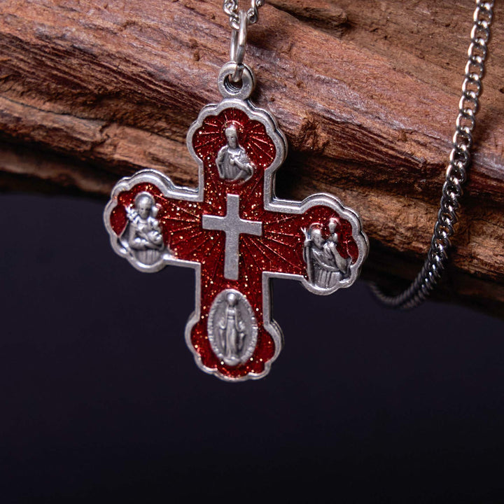 Classic Style Carmelite Five-in-One Four-Way Cross Pendant Alloy Necklace - image 4