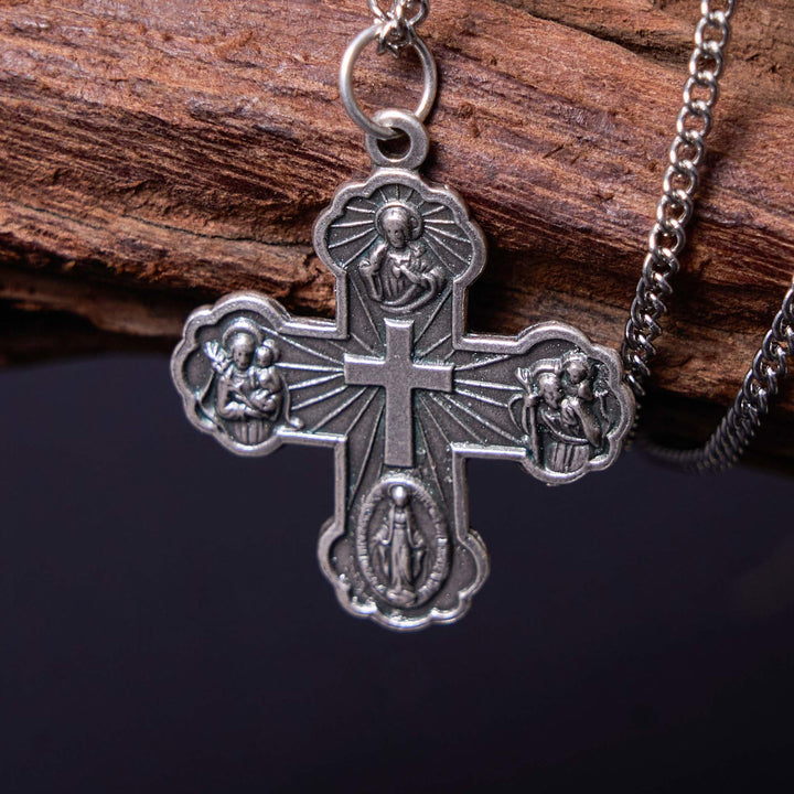 Classic Style Carmelite Five-in-One Four-Way Cross Pendant Alloy Necklace - image 5