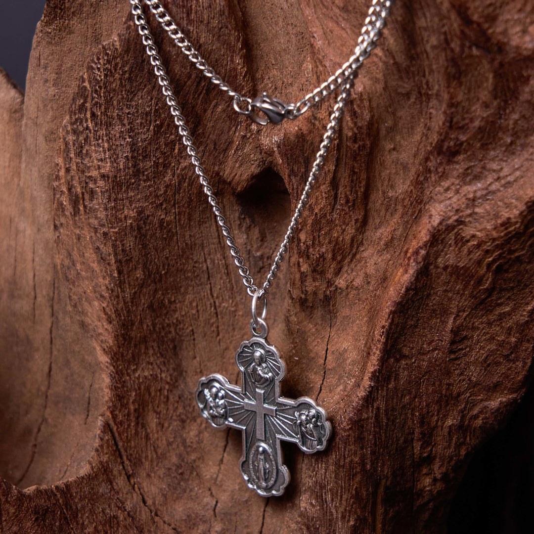 Classic Style Carmelite Five-in-One Four-Way Cross Pendant Alloy Necklace - image 12