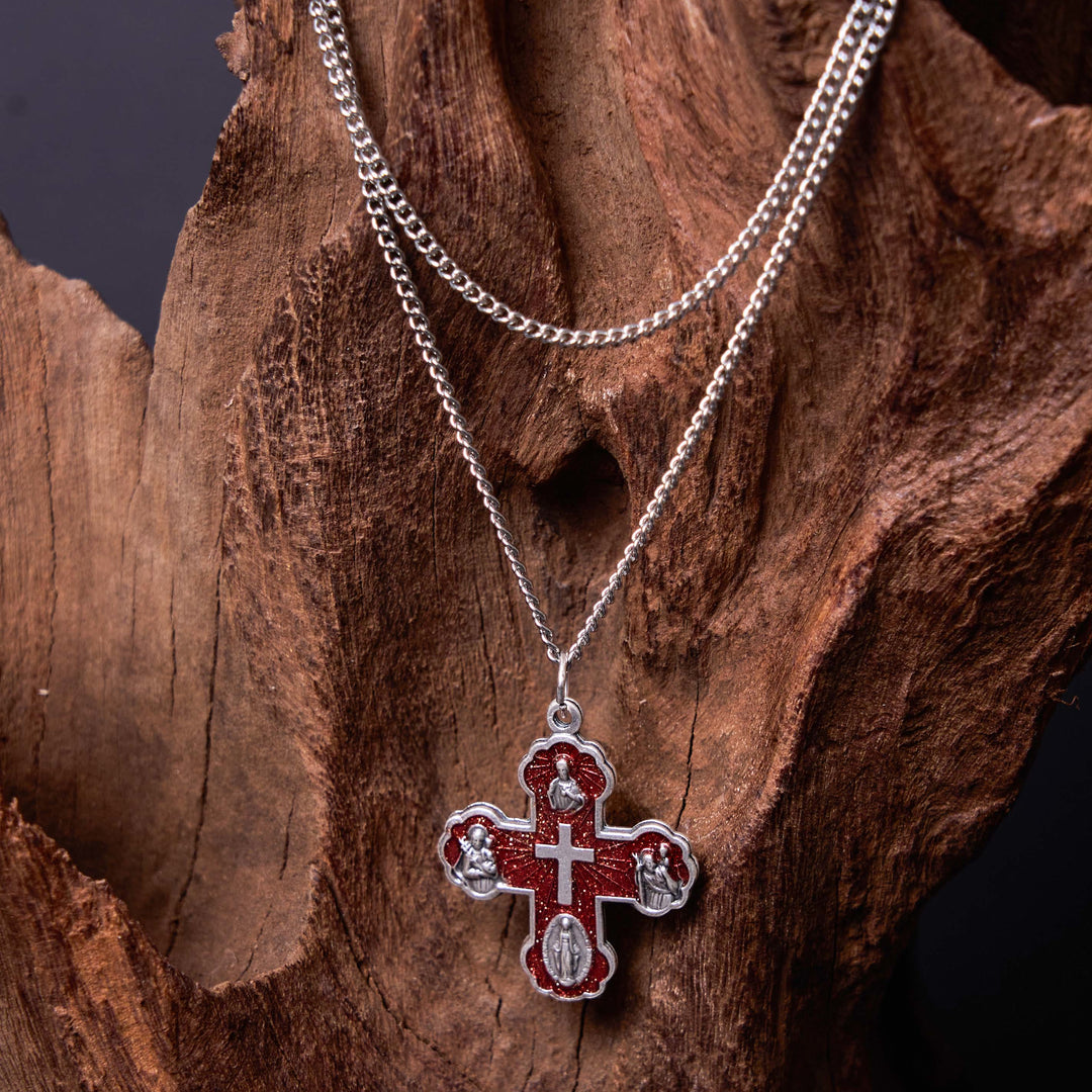 Classic Style Carmelite Five-in-One Four-Way Cross Pendant Alloy Necklace - image 8