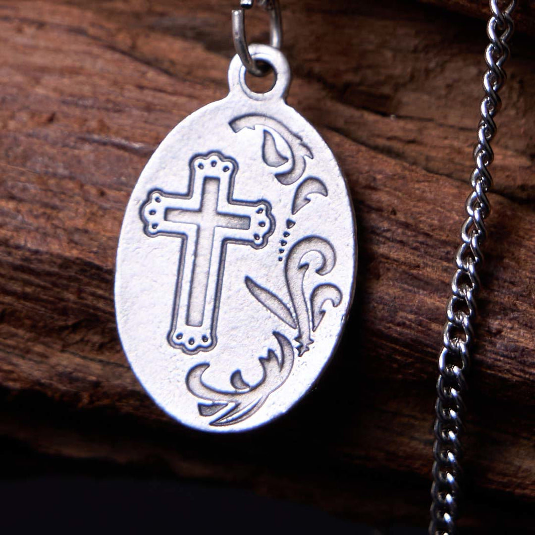 Classic Style Sacred Heart of Jesus Cross Flower Pendant Necklace - image 4