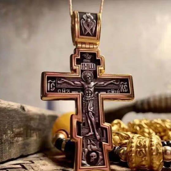 Retro Style Crucified Jesus Bicolor Alloy Pendant Necklace - image 4