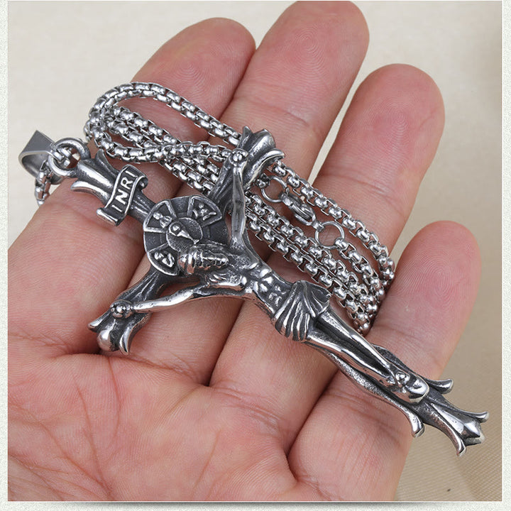 Retro Style Stainless Steel Crucifix Jewelry Chain Pendant Necklace - image 3