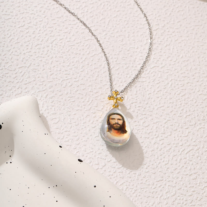 Simple Fashion Style Crystal Jesus Series Pendant Necklace - Style C - image 4