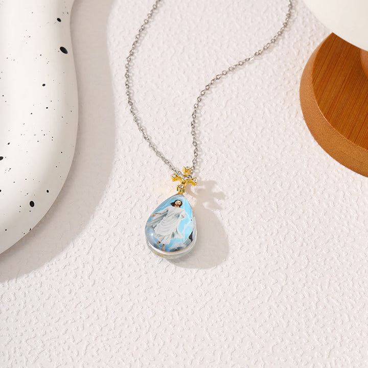 Simple Fashion Style Crystal Jesus Series Pendant Necklace - Style E - image 6