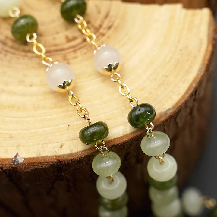 Holy Grail & Crucifix with Eucharistic of 5*8 mm Round Green Chalcedony Alloy Chain Rosary - image 8