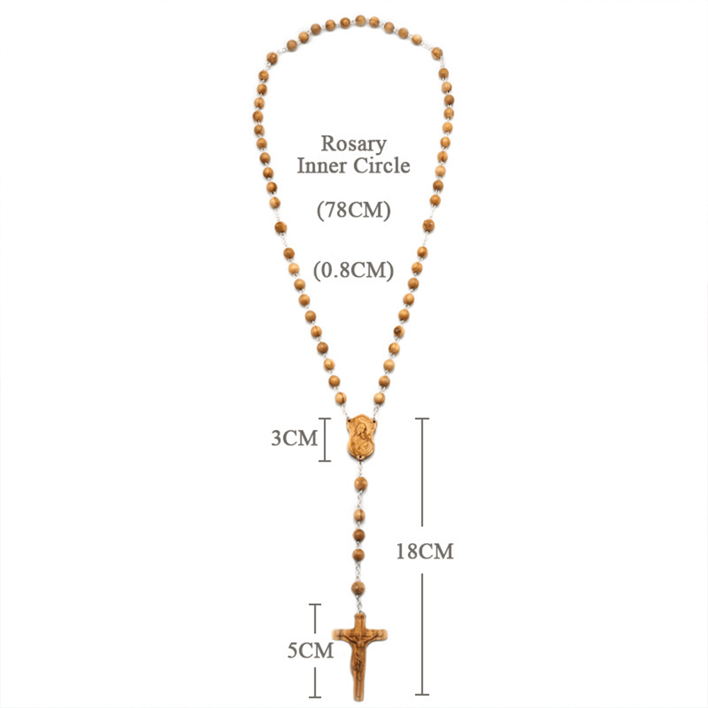 Madonna and Child & Crucifix of 8 mm Round Multicolor Olive Wood Alloy Chain Rosary - image 16