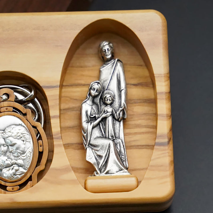 Handmade Religious Devotional Olive Wood Holy Family Rosary Set - image 4