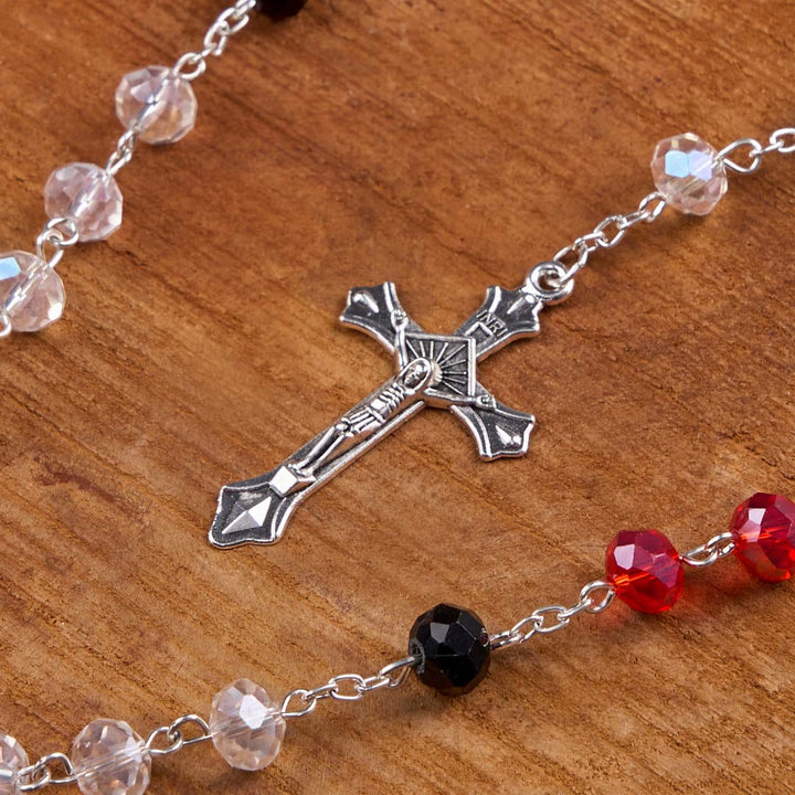 Miraculous Medal & Crucifix of 6 mm Polyhedron Multicolor Crystal Alloy Chain Rosary - image 4