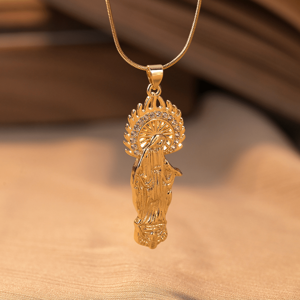 Luxury Style Assumption of Virgin Mary Our Lady of Guadalupe Pendant Necklace - image 4