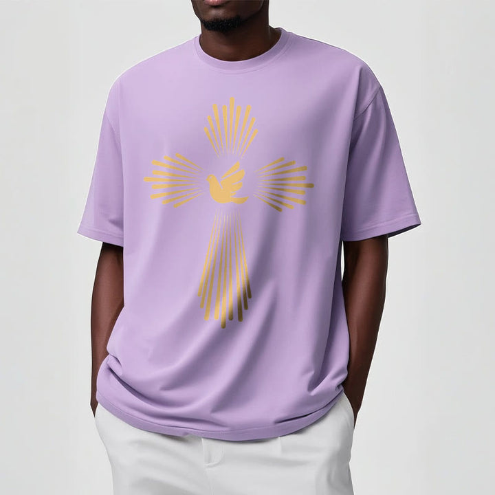 Christianartworkshop Minimalist Style Holy Spirit Dove Golden Cross and Short Sleeve T-shirt - image 17