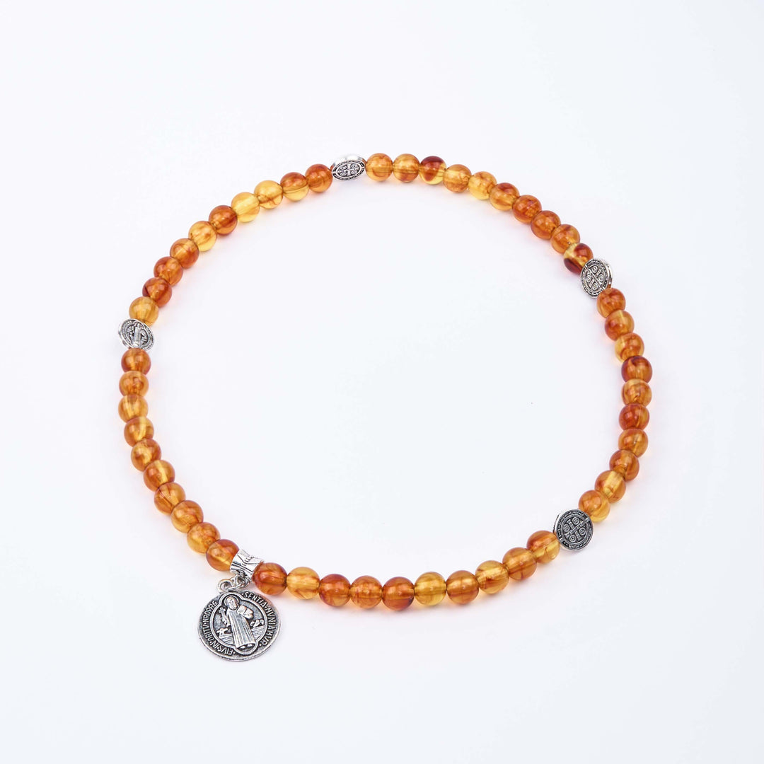 Classic Style St. Benedict Medal Rosary Bracelet