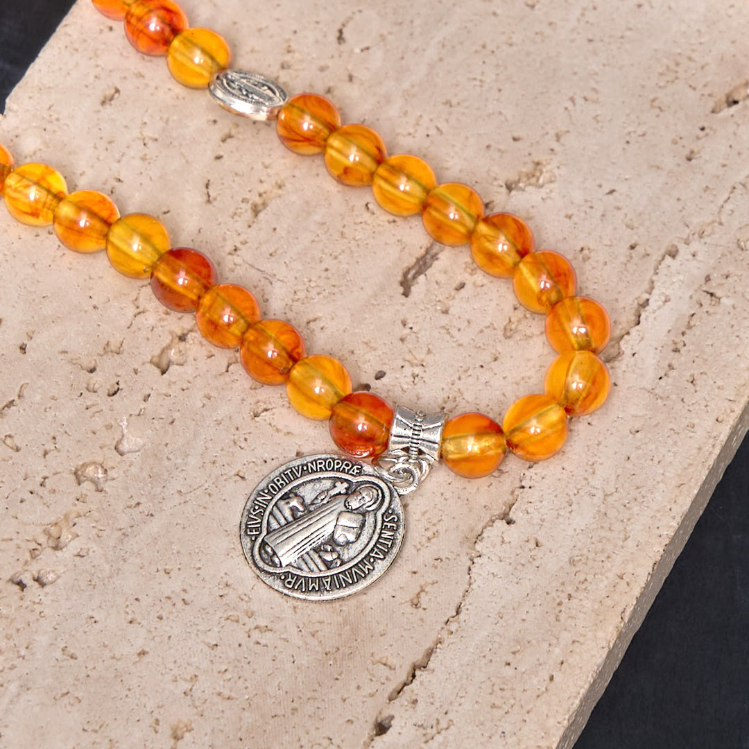 Classic Style St. Benedict Medal Rosary Bracelet