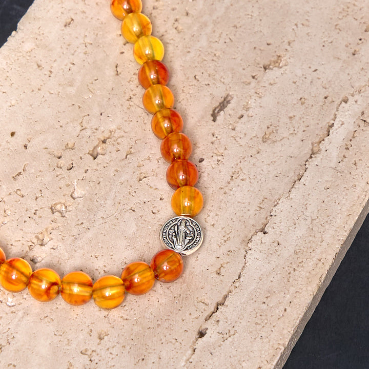 Classic Style St. Benedict Medal Rosary Bracelet