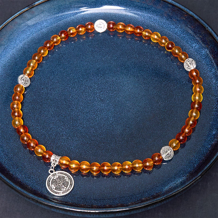 Classic Style St. Benedict Medal Rosary Bracelet