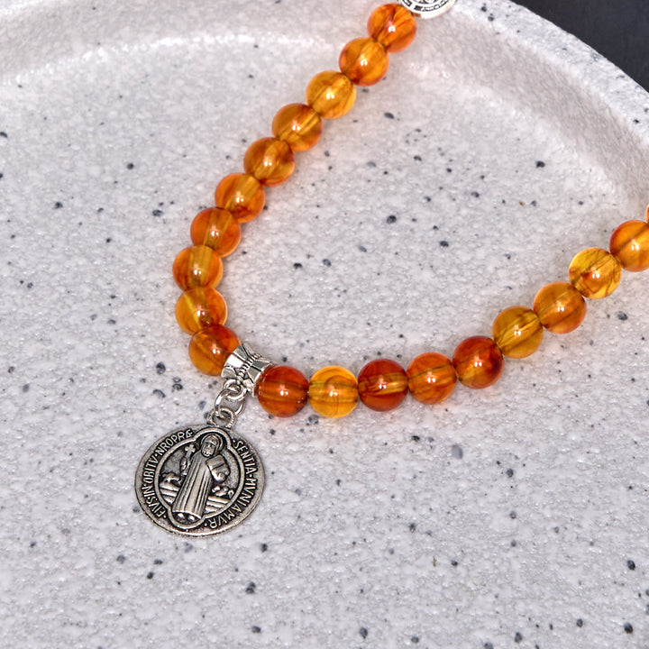 Classic Style St. Benedict Medal Rosary Bracelet