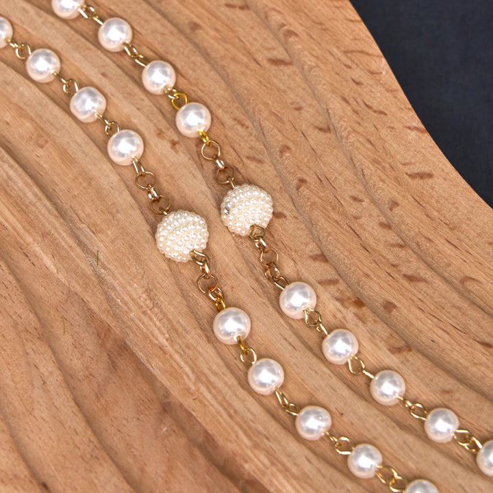 St. Benedict Medal & Miraculous Medal of 6*10 mm Round White Pearl Alloy Chain Rosary
