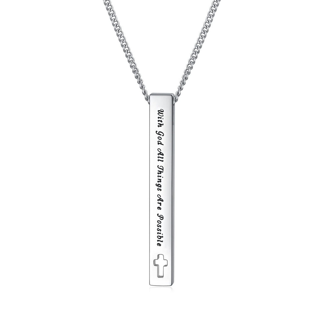 Minimalist Design Style Bible Verse Strength Faith Inspiration Pendant Necklace (8 Verses)