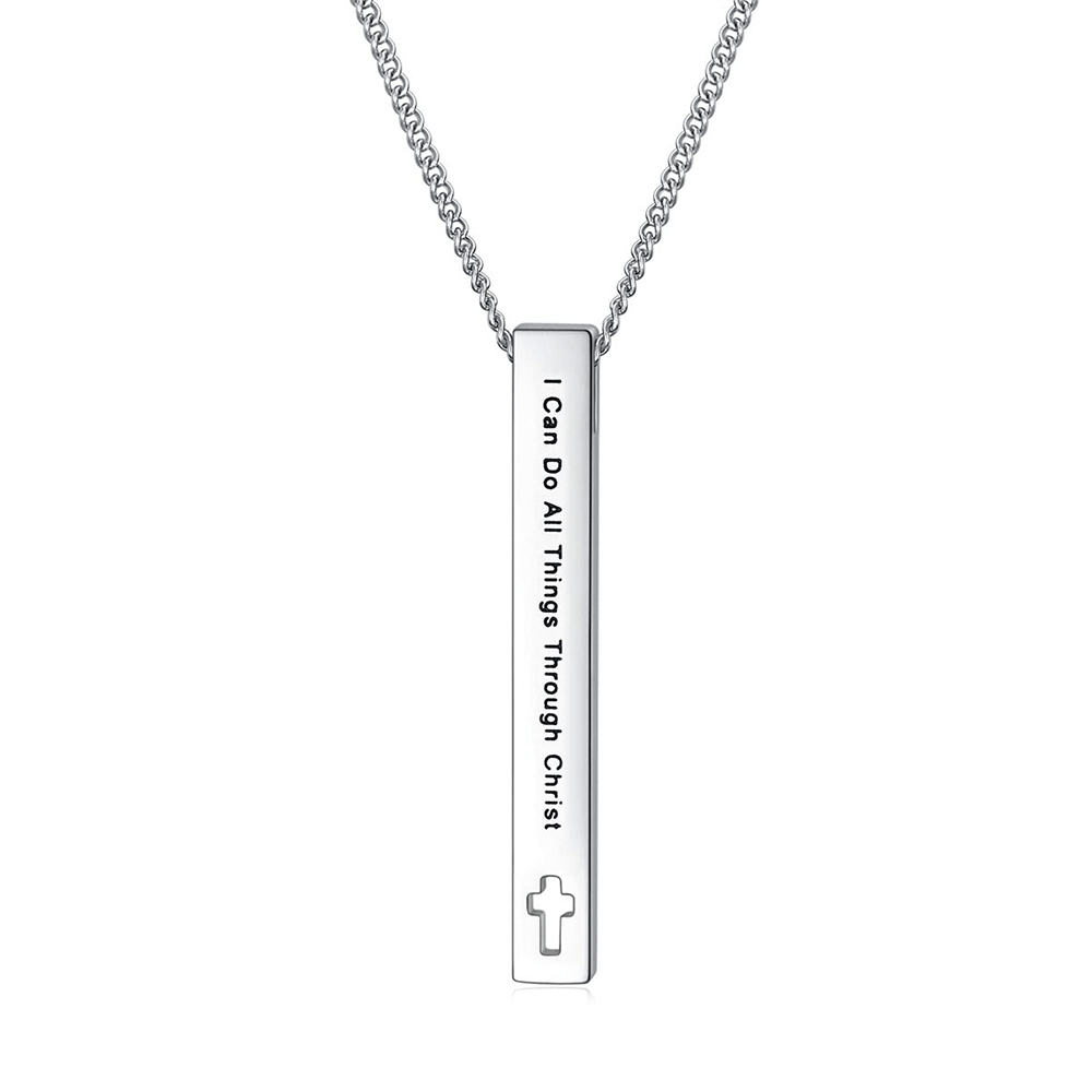 Minimalist Design Style Bible Verse Strength Faith Inspiration Pendant Necklace (8 Verses)