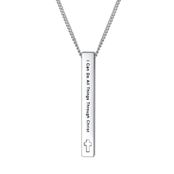 Minimalist Design Style Bible Verse Strength Faith Inspiration Pendant Necklace (8 Verses)