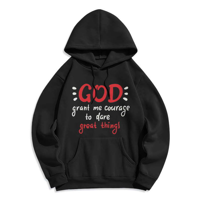 Modern Style God Grant Me Courage Fleece Lined Polyester Hoodie