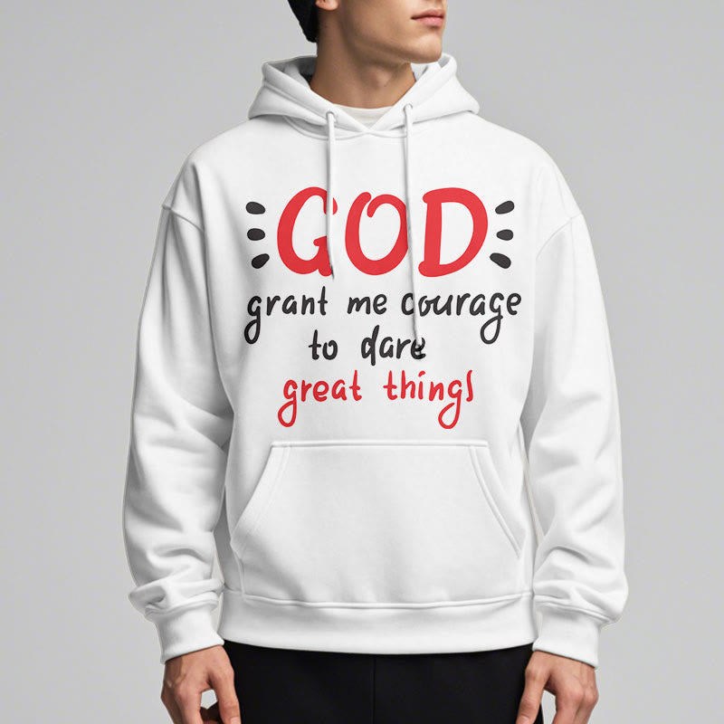 Modern Style God Grant Me Courage Fleece Lined Polyester Hoodie