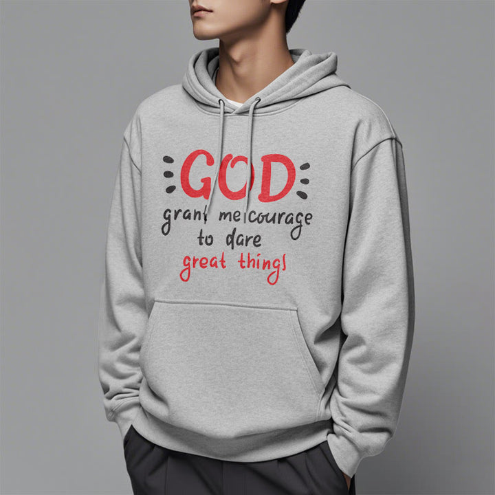 Modern Style God Grant Me Courage Fleece Lined Polyester Hoodie