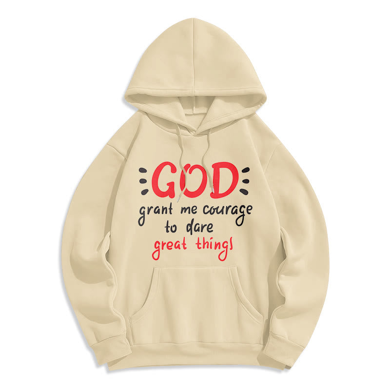 Modern Style God Grant Me Courage Fleece Lined Polyester Hoodie