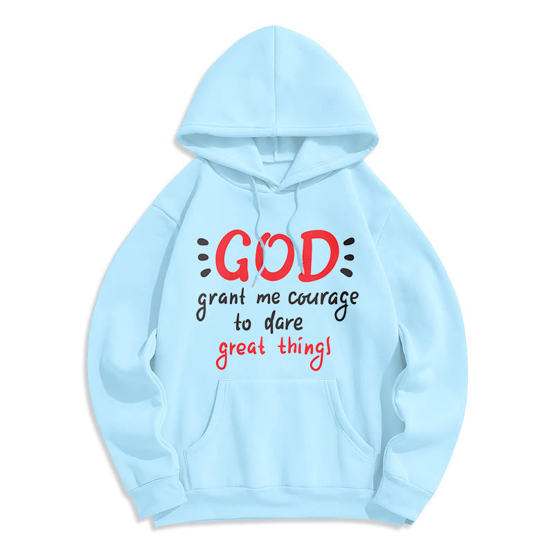 Modern Style God Grant Me Courage Fleece Lined Polyester Hoodie
