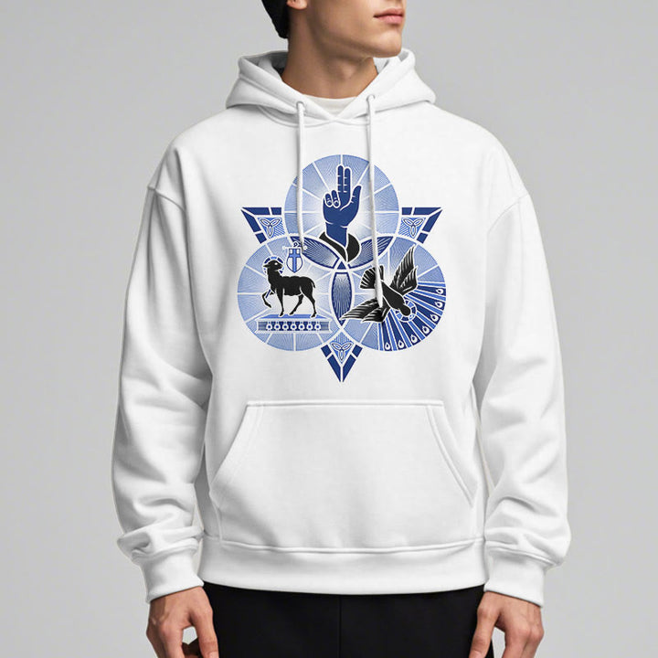 Modern Style St. Benedict Lamb Of God Dove Fleece Lined Polyester Hoodie
